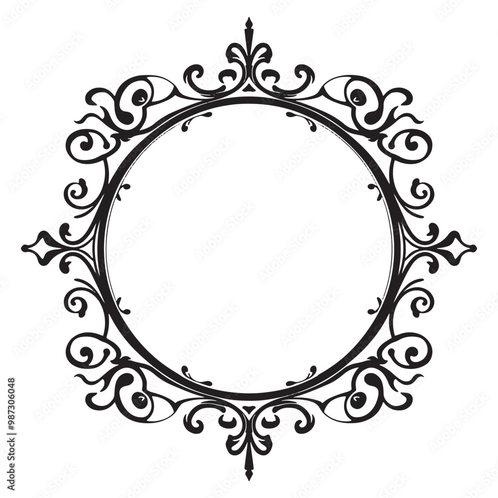 Illustration of floral frame with black and white outline on white background. Illustration of floral frame with black and white outline on white background.