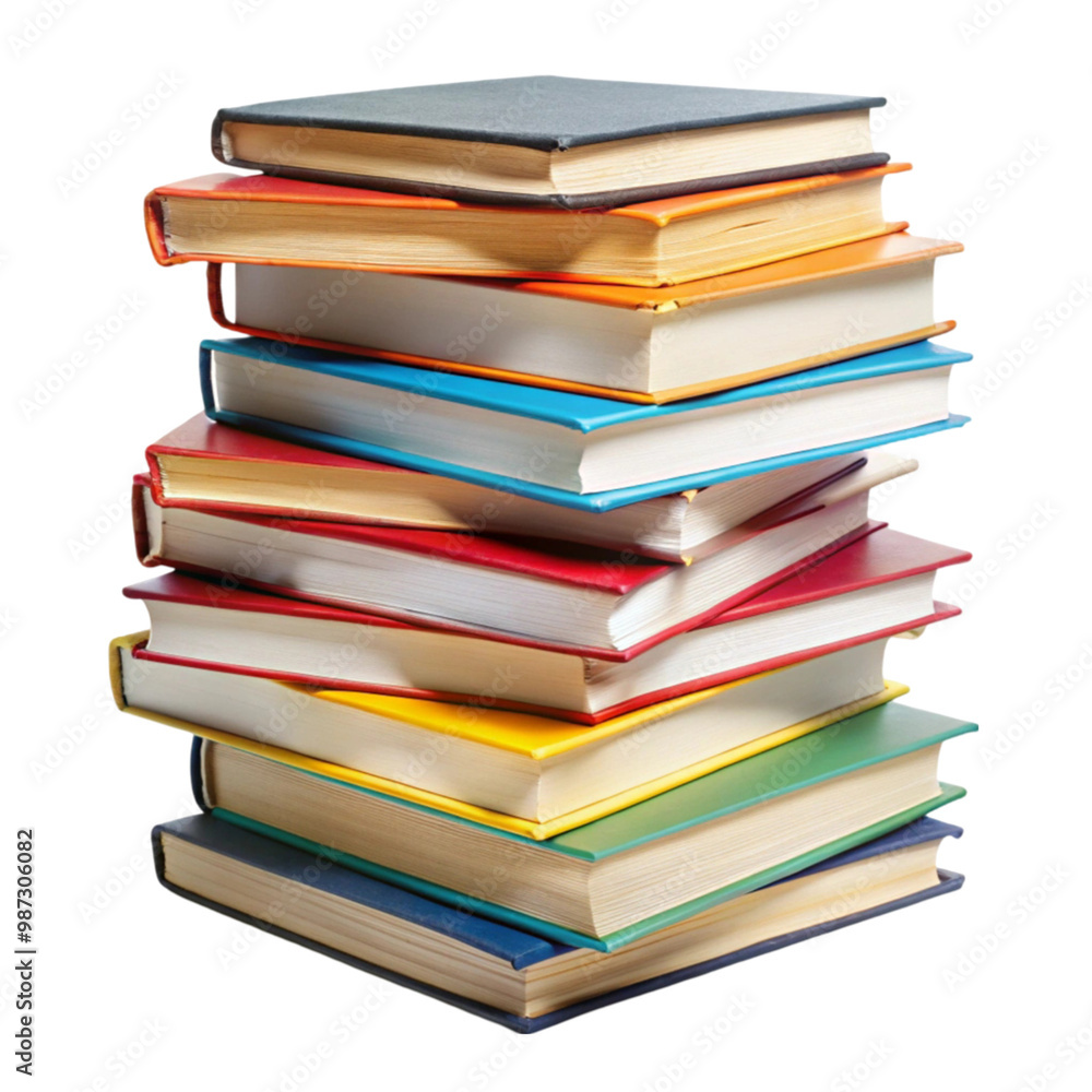 Pile of student books isolated on transparent background Pile of student books isolated on transparent background