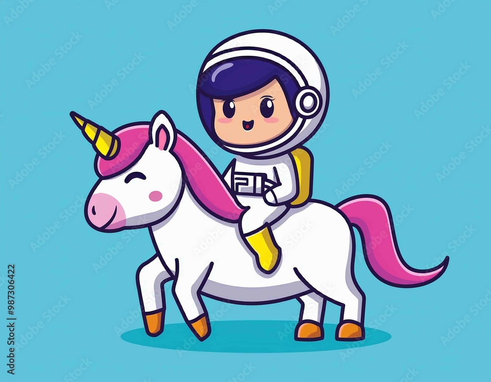 Astronaut Riding Unicorn Cartoon Vector Astronaut Riding Unicorn Cartoon Vector