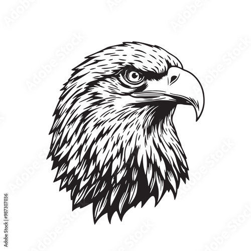 Eagle head vector illustration for tattoo or t-shirt design isolated on white background.