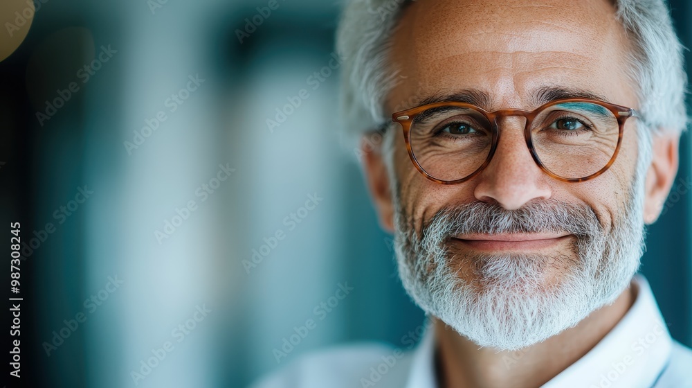 A senior man with gray hair and a gentle smile, wearing glasses and a white shirt, embodies warmth and wisdom in a stylish indoor environment. A senior man with gray hair and a gentle smile, wearing glasses and a white shirt, embodies warmth and wisdom in a stylish indoor environment.