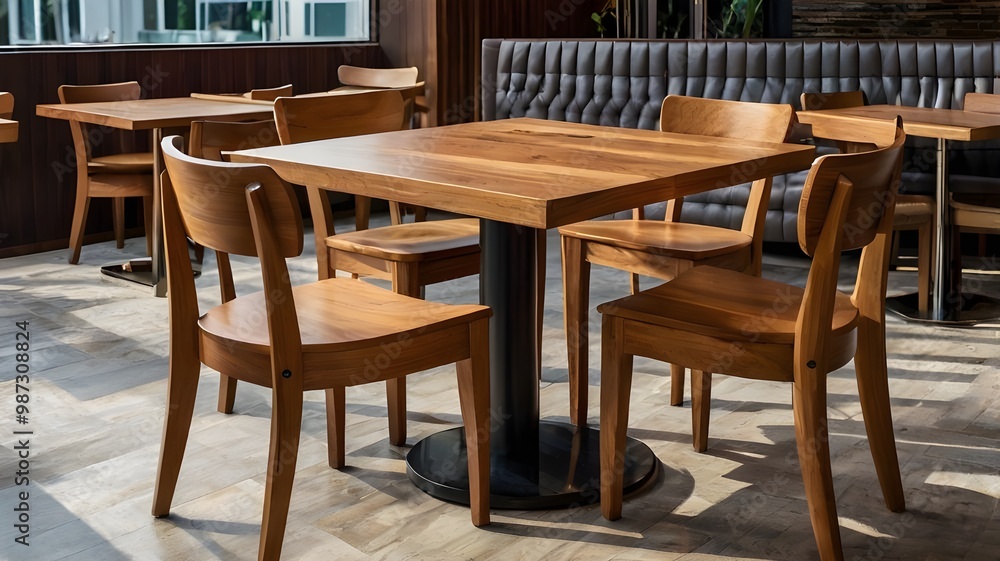 tables and chairs in a restaurant