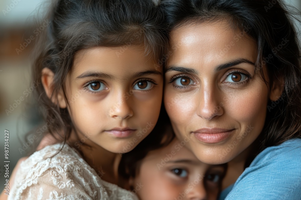 Finding Solace in Family: Woman Embracing Loved Ones for Support and Comfort after a Tough Day Finding Solace in Family: Woman Embracing Loved Ones for Support and Comfort after a Tough Day
