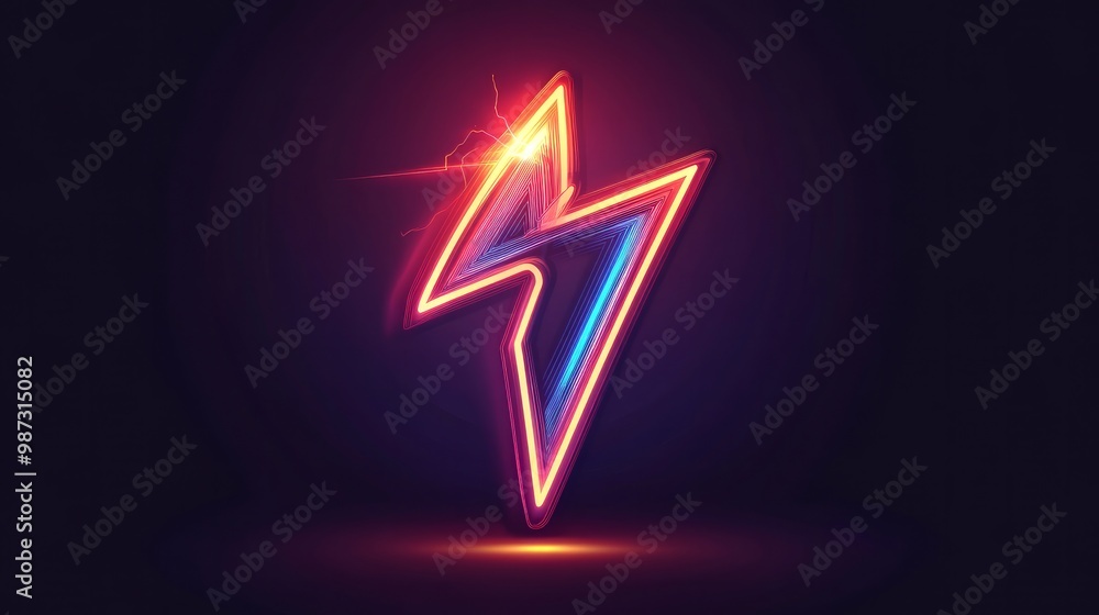 An eye-catching vector logo with an energy lightning bolt in the neon style An eye-catching vector logo with an energy lightning bolt in the neon style