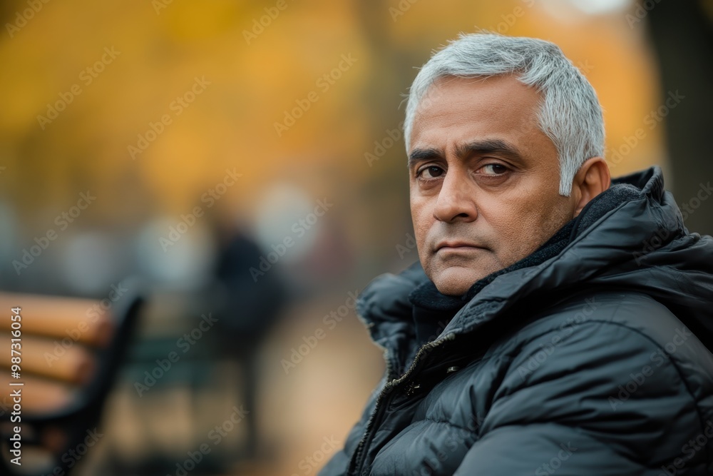 Serene Middle-Aged South Asian Man Finding Calm on Park Bench Through Mindfulness Meditation for Anxiety Relief Serene Middle-Aged South Asian Man Finding Calm on Park Bench Through Mindfulness Meditation for Anxiety Relief