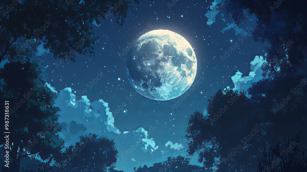 pixelated picture of a big moon, concept of digital 80s and 90s aesthetics, lo-fi background pixelated picture of a big moon, concept of digital 80s and 90s aesthetics, lo-fi background