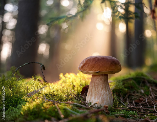 Le cèpe le roi des champignons dans la foret photo