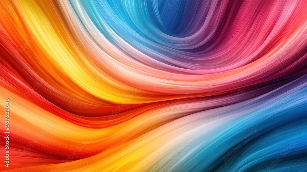 Fototapeta premium A glowing river of colors flowing through an abstract, dreamlike landscape, symbolizing the creative flow of ideas