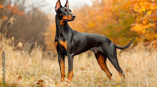 German Doberman Pinscher --ar 16:9 --style raw --v 6.1 Job ID: c5291392-02d0-4cd2-96b9-b8dd28c8b9ca