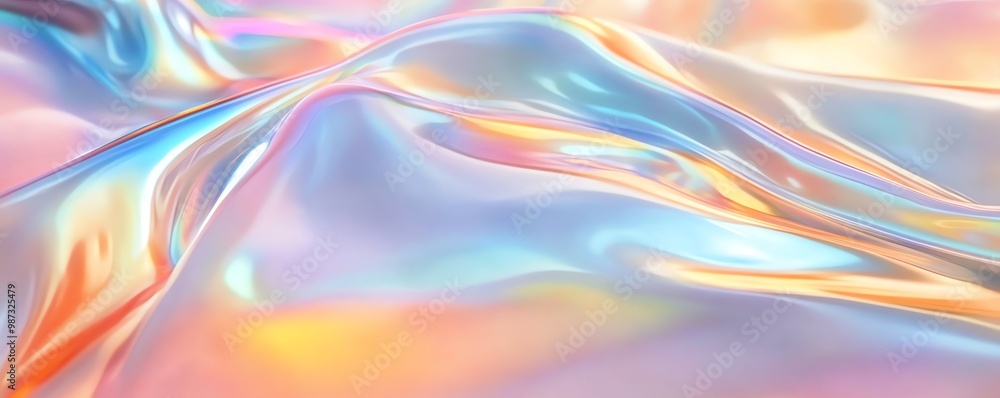 Colorful iridescent abstract background with flowing waves and shiny textures creating a dreamy, mesmerizing visual effect. Colorful iridescent abstract background with flowing waves and shiny textures creating a dreamy, mesmerizing visual effect.