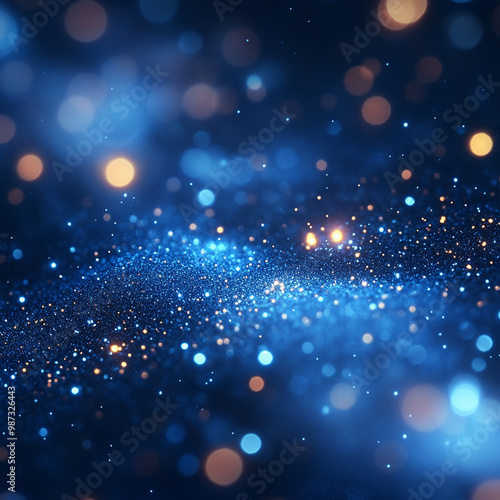 mesmerizing abstract blue bokeh background filled with shimmering lights and sparkling particles creates dreamy atmosphere perfect for presentations