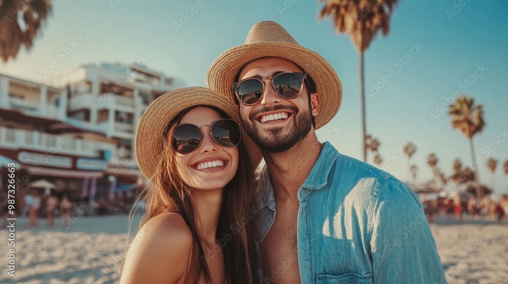 Couple on beach in California Couple on beach in California