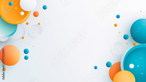 Bright and colorful abstract background featuring circular shapes in orange, blue, and white tones, perfect for presentations or creative projects. playful design adds cheerful touch to any visual