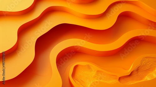 orange background with paper cut shapes 