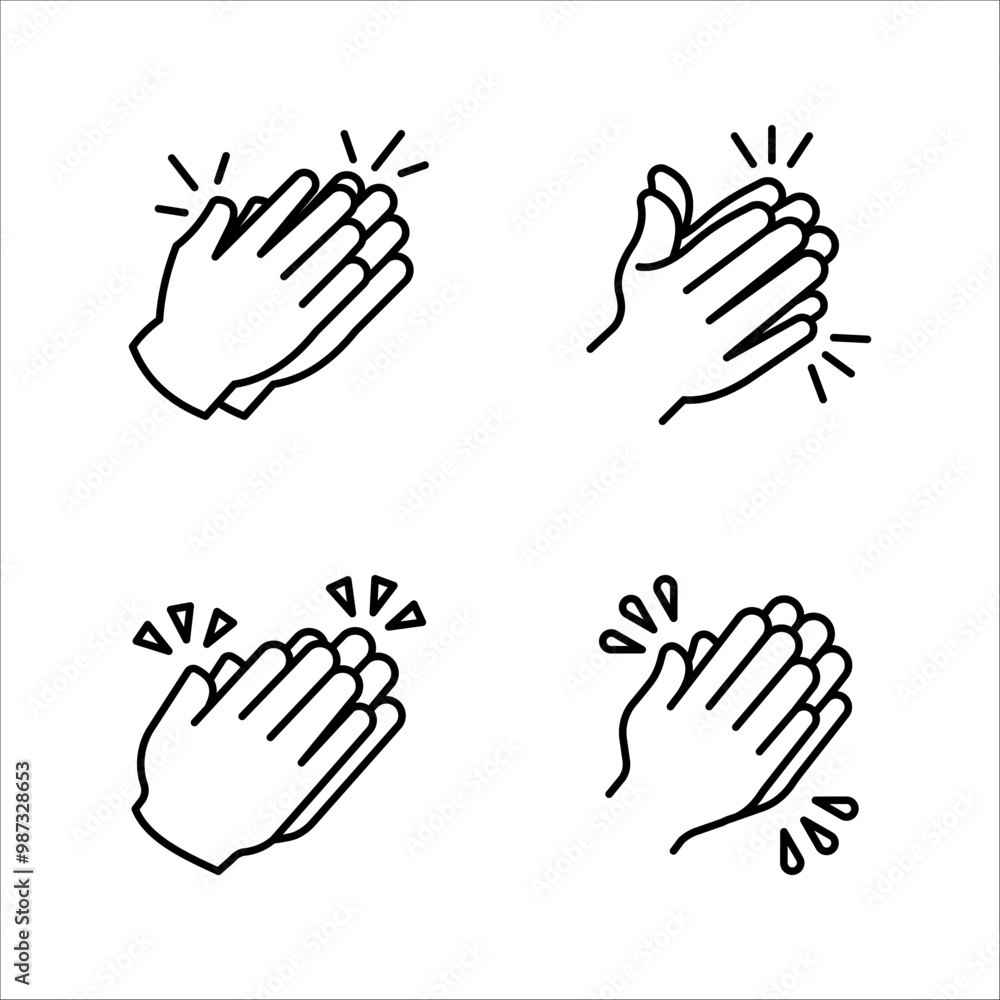 clapping icon set, vector illustration, ideal for visual celebrations, and introductions isolated on a white background. clapping icon set, vector illustration, ideal for visual celebrations, and introductions isolated on a white background.