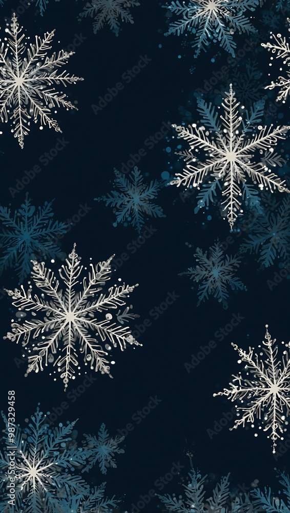 A wintery blue background with snowflakes. A wintery blue background with snowflakes.