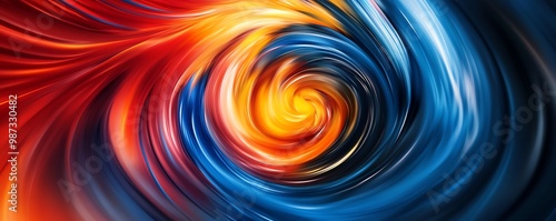 Abstract vibrant swirling colors of red, orange, and blue creating an energetic and vivid dynamic background