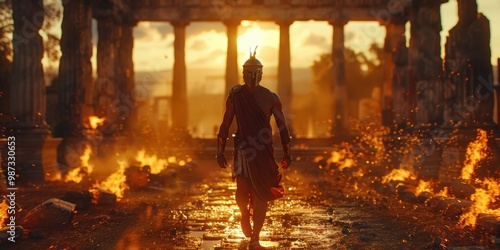 Ancient Warrior Walks Through Fire