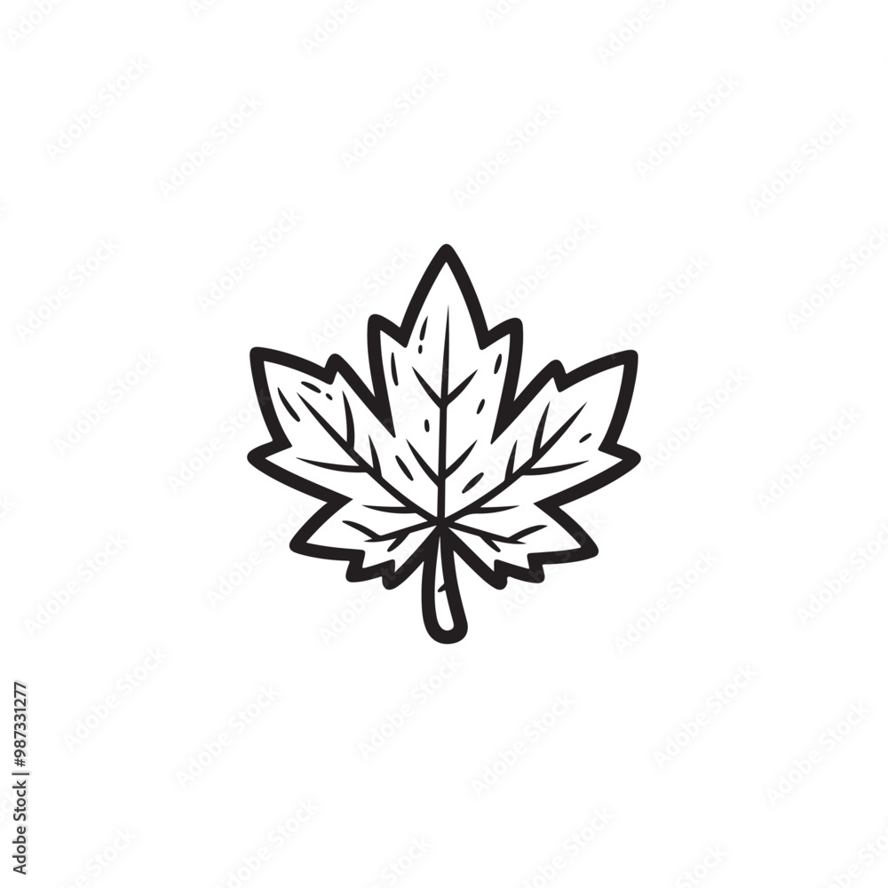 Obraz premium Modern Maple Leaf Icon - Thin Line Style for Autumn.