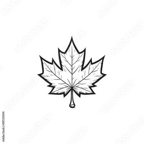 Autumn Maple Leaf Icon - Clean, Thin Line Design.