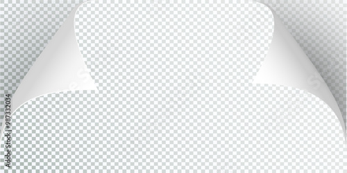 Curly Page Corner realistic illustration. Curled corners set. Paper page curl corner, flip turn fold sheet. Sticker. Vector