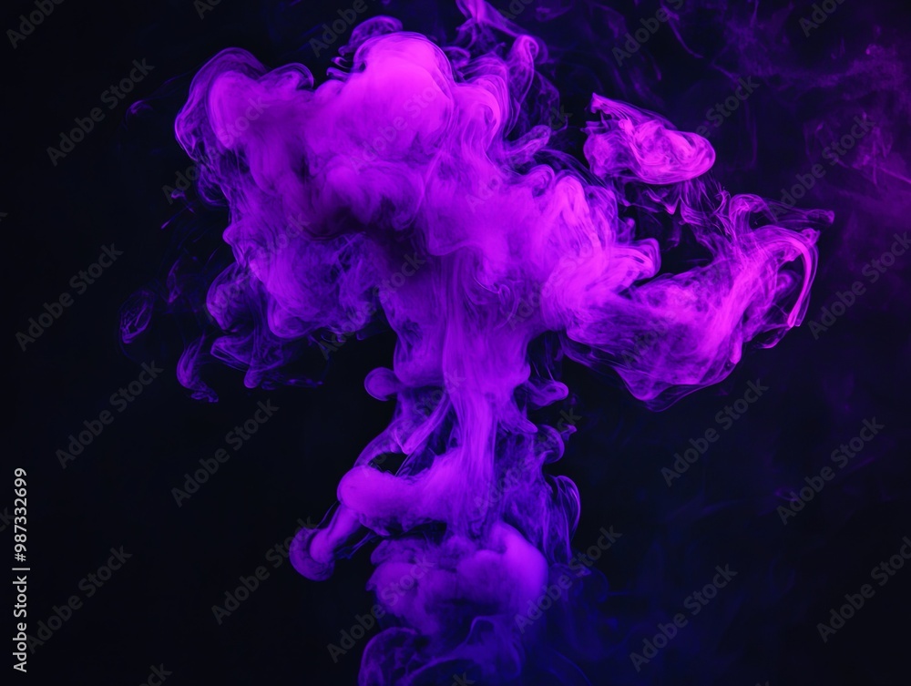 Vibrant Purple Smoke Against Dark Background Vibrant Purple Smoke Against Dark Background