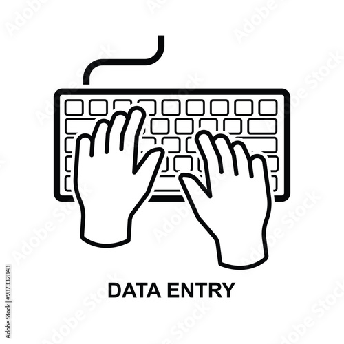Data entry icon. The black data entry symbol isolated on background vector illustration.