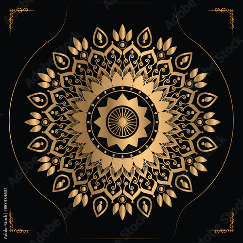 Luxury mandala design gold color Vector