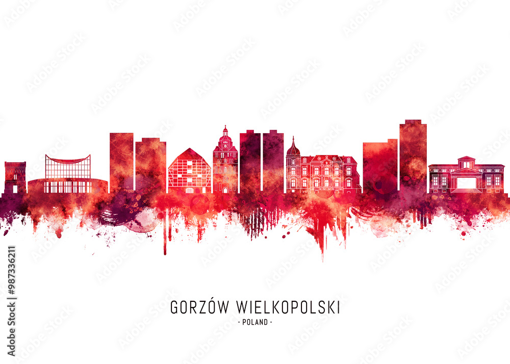Gorzow Wielkopolski Poland Skyline Red Gorzow Wielkopolski Poland Skyline Red