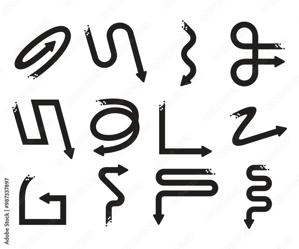 arrow icon set pixel style vector illustration arrow icon set pixel style vector illustration