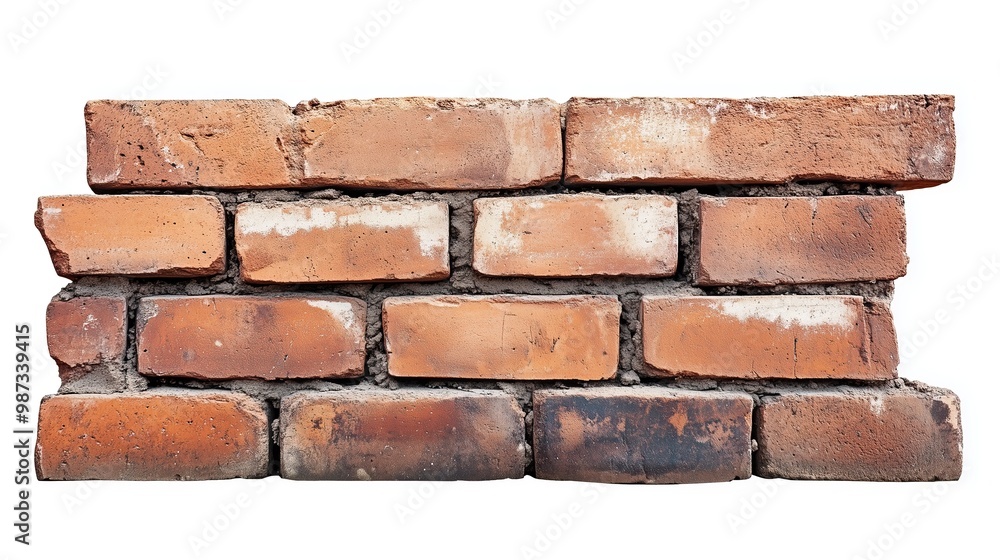 Obraz premium one single red ceramic brick wall isolated on white background