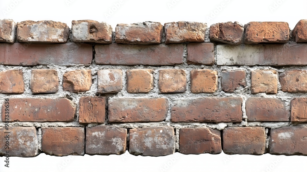 Obraz premium one single red ceramic brick wall isolated on white background