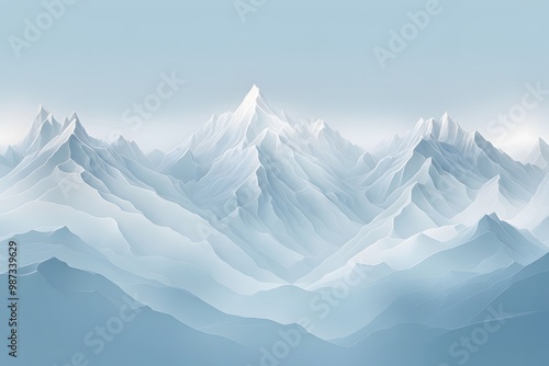 Gradient resembling icy mountains with pale blue silver and white merging softly background, AI Generated