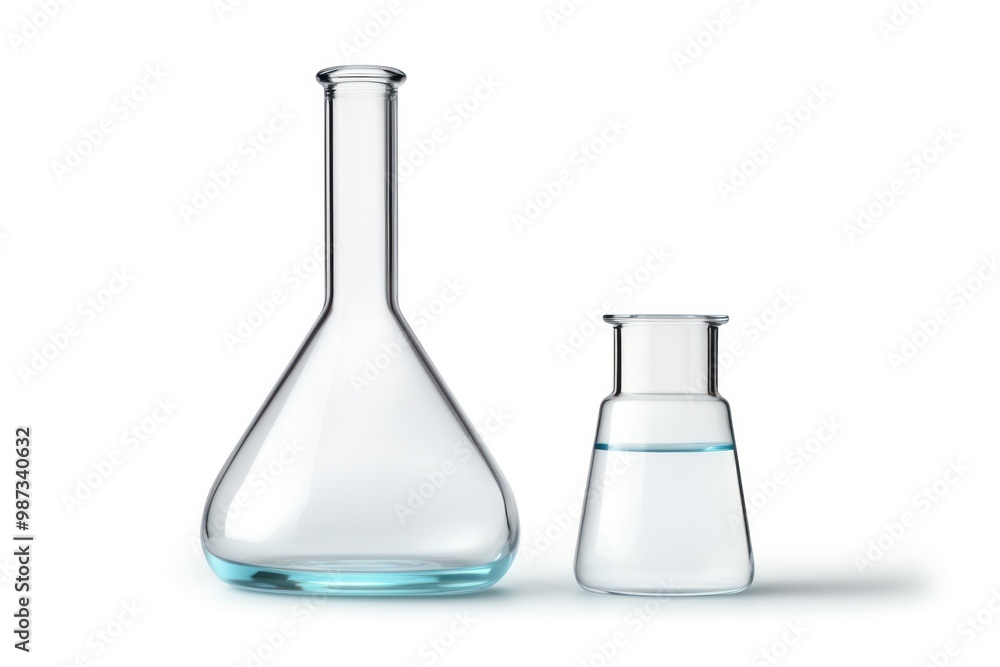 A delicate glass ampoule with a tapered tip and a sealed glass vial A delicate glass ampoule with a tapered tip and a sealed glass vial