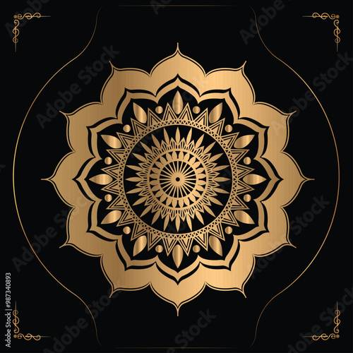 Luxury mandala design gold color Vector