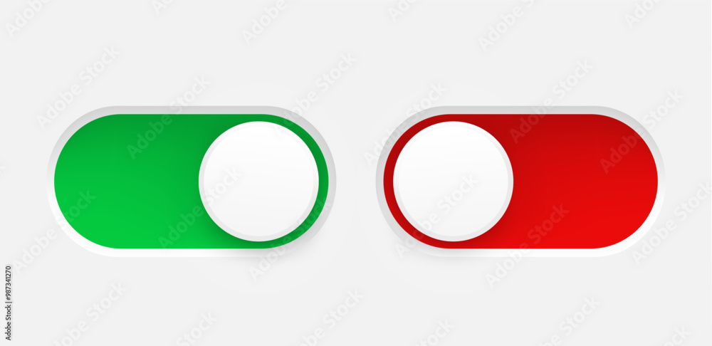 Interface toggle buttons set. On Off switch. 3d vector element idolated on white background Interface toggle buttons set. On Off switch. 3d vector element idolated on white background