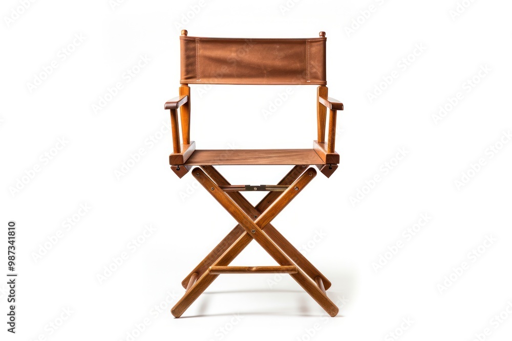 A folding wooden director's chair with a canvas seat and sturdy frame A folding wooden director's chair with a canvas seat and sturdy frame
