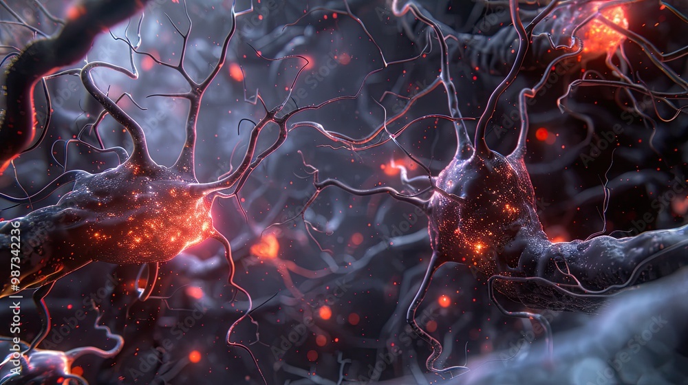 Scene unveiling the intricate beauty of billions of neuron connections, revealing the mesmerizing microcosm of neural networks.