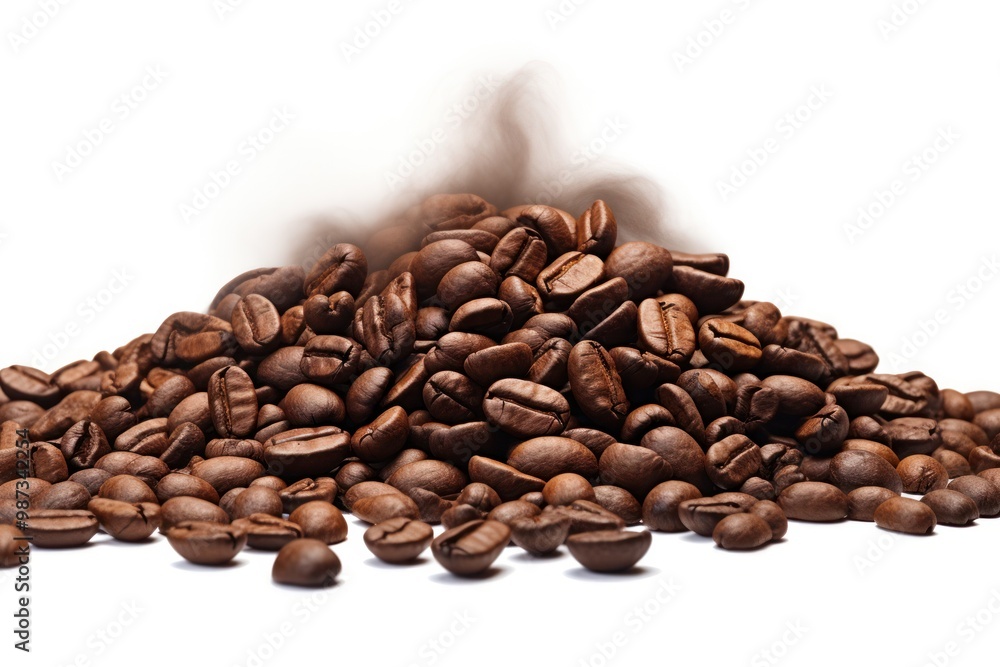 Fototapeta premium A heaping pile of freshly roasted coffee beans, their enticing aroma filling the air.