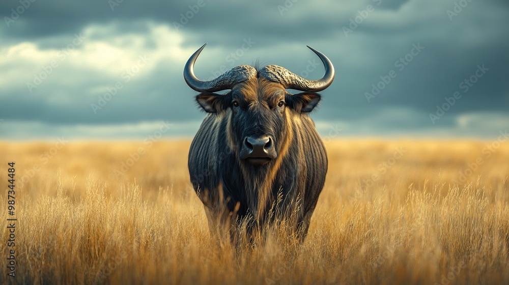 African Buffalo Portrait in Golden Hour Light African Buffalo Portrait in Golden Hour Light