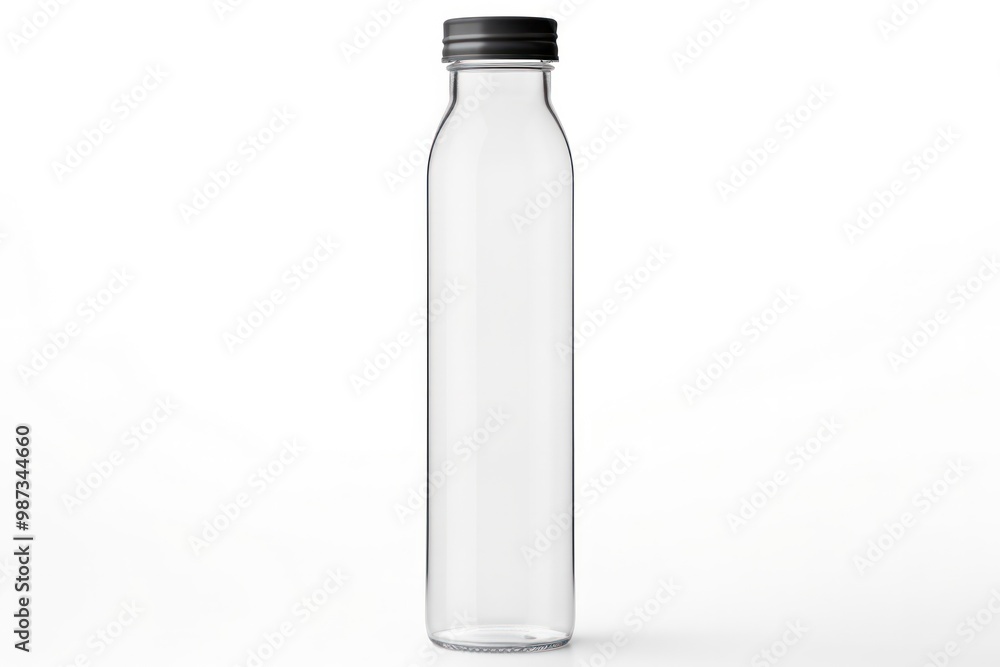 A minimalist glass water bottle with a simple and elegant design. A minimalist glass water bottle with a simple and elegant design.