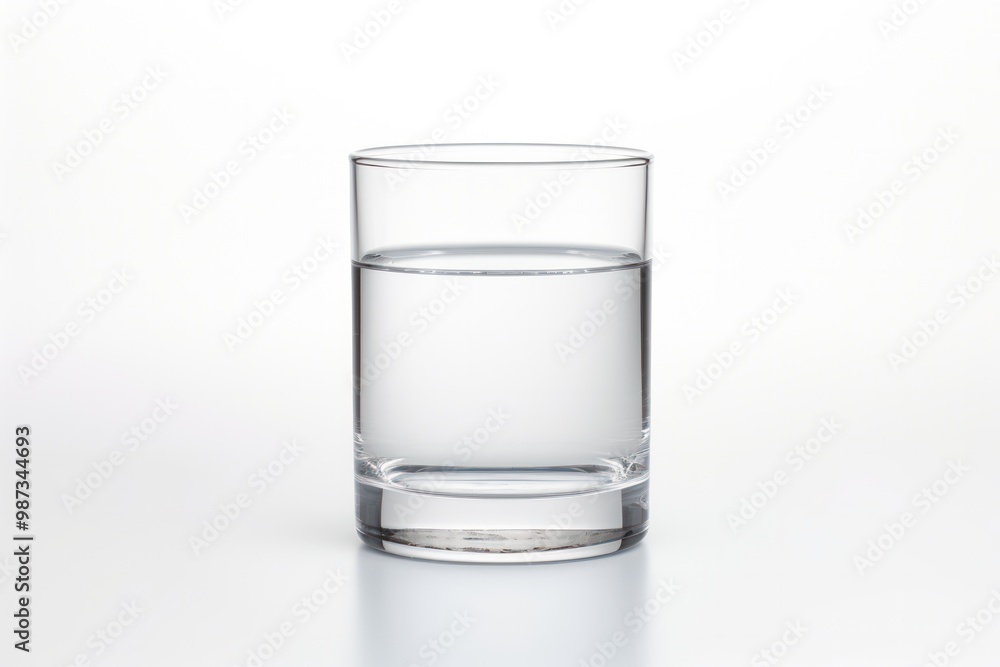 A minimalist, stackable glass with no branding, filled with refreshing water A minimalist, stackable glass with no branding, filled with refreshing water