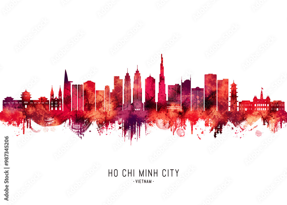 Ho Chi Minh City Vietnam Skyline Red Ho Chi Minh City Vietnam Skyline Red