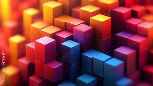 Isometric geometric patterns with cubes and 3D shapes creating a sense of depth and dimension