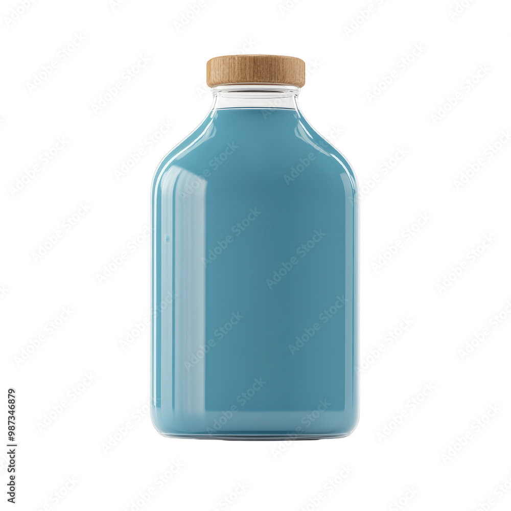 Stylish Glass Bottle with Wooden Cap on transparent background Stylish Glass Bottle with Wooden Cap on transparent background