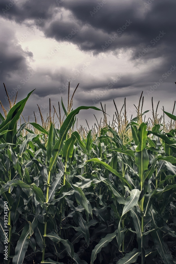 Fototapeta premium Cornfield Under Dark Skies
