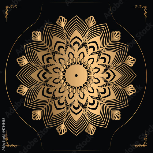 Luxury mandala design gold color Vector