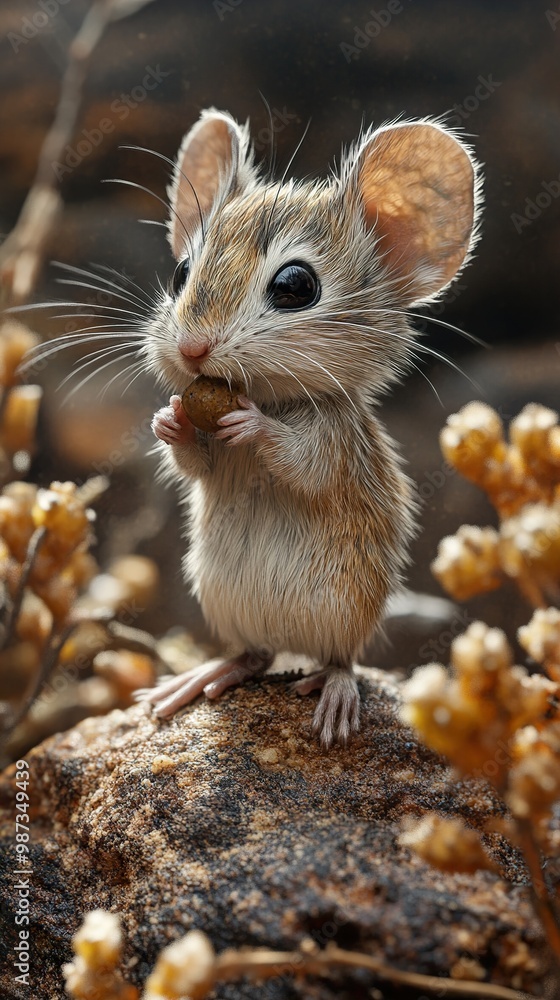 Cute Mouse Holding Food in Its Paws Cute Mouse Holding Food in Its Paws