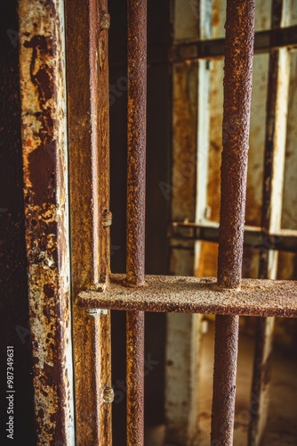 Rusty Prison Bars Captured in Close-Up Detail