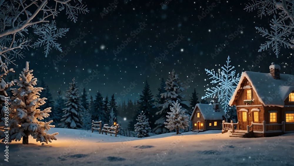 Christmas scene with snowflakes. Christmas scene with snowflakes.